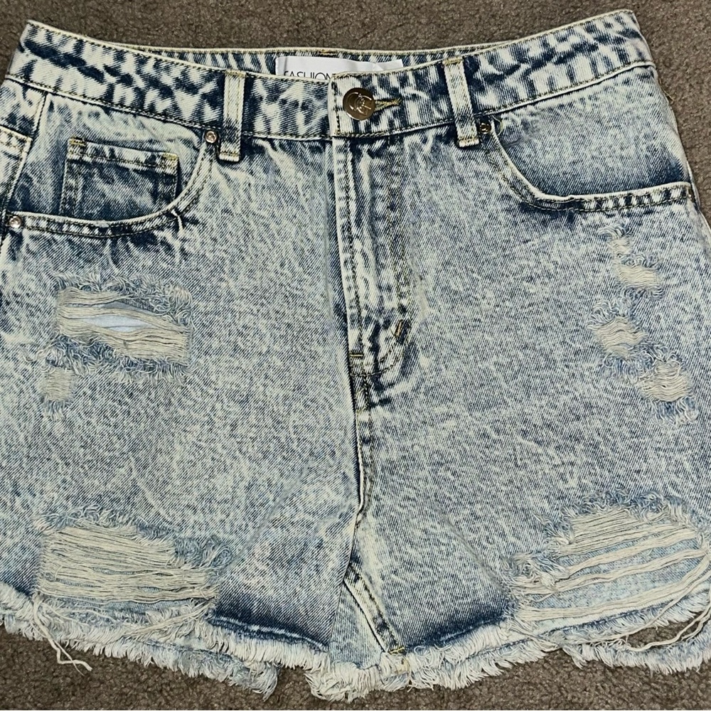 Acid rinse shorts from Fashion Nova